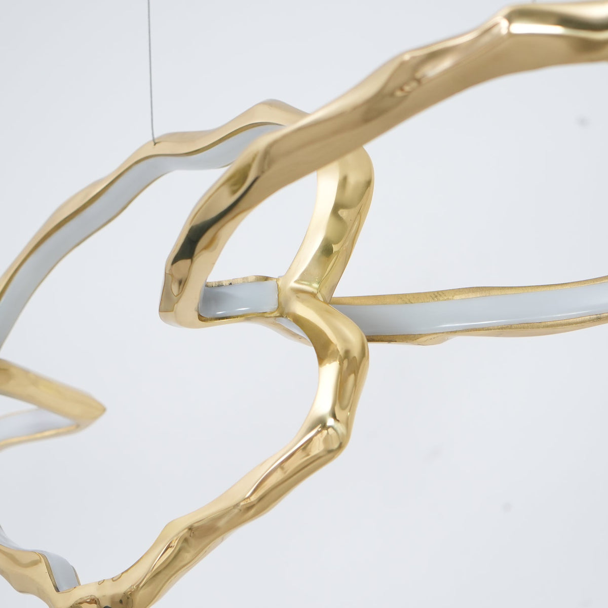 Cloud Rings Brass LED Chandelier, Modern Sculptural Pendant Light