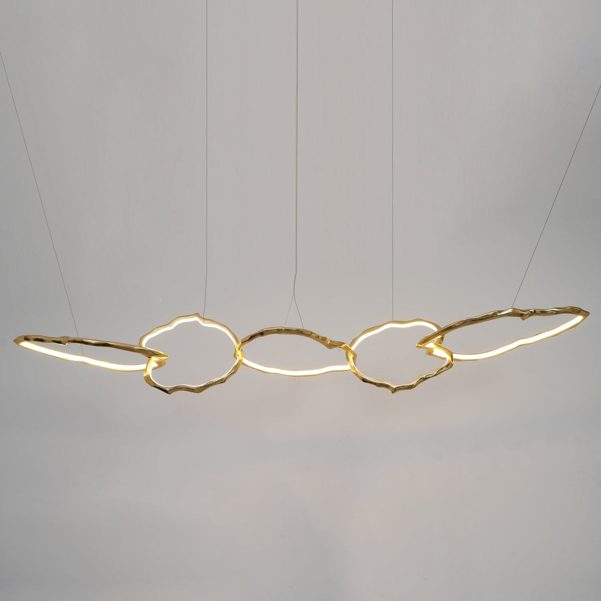Cloud Rings Brass LED Chandelier, Modern Sculptural Pendant Light
