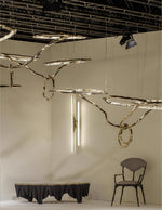 Cloud Rings Brass LED Chandelier, Modern Sculptural Pendant Light