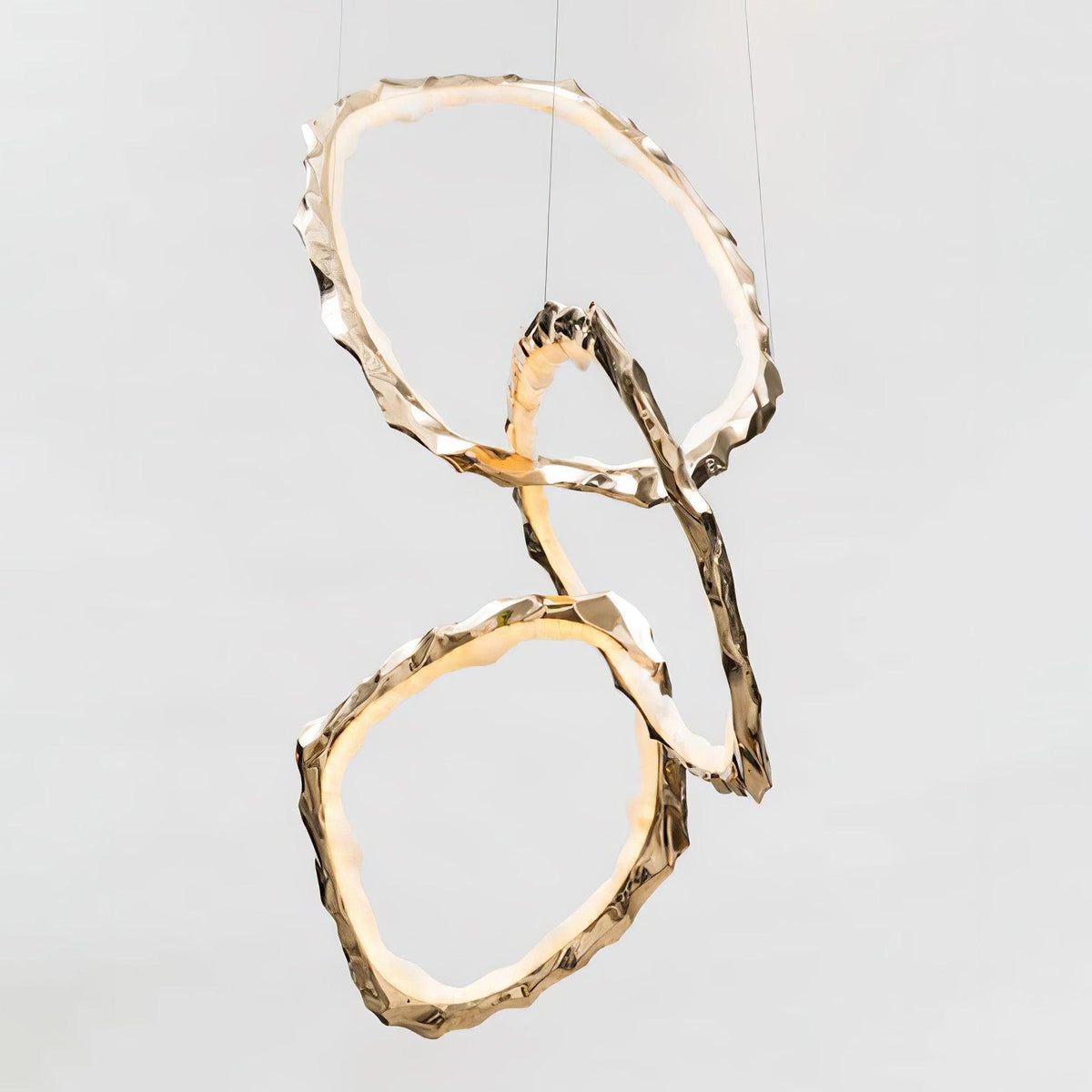 Cloud Rings Brass LED Chandelier, Modern Sculptural Pendant Light
