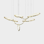 Cloud Rings Brass LED Chandelier, Modern Sculptural Pendant Light