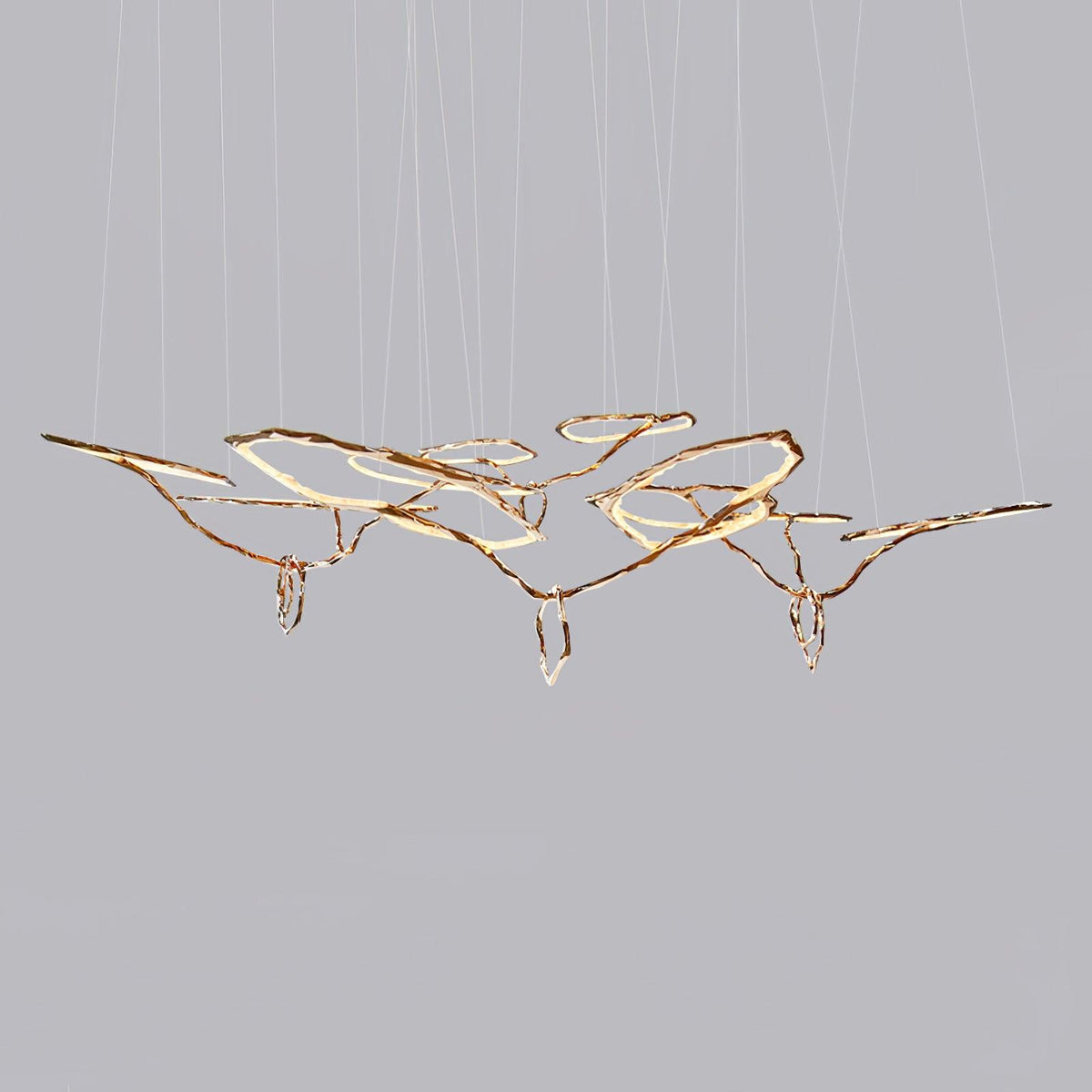Cloud Rings Brass LED Chandelier, Modern Sculptural Pendant Light