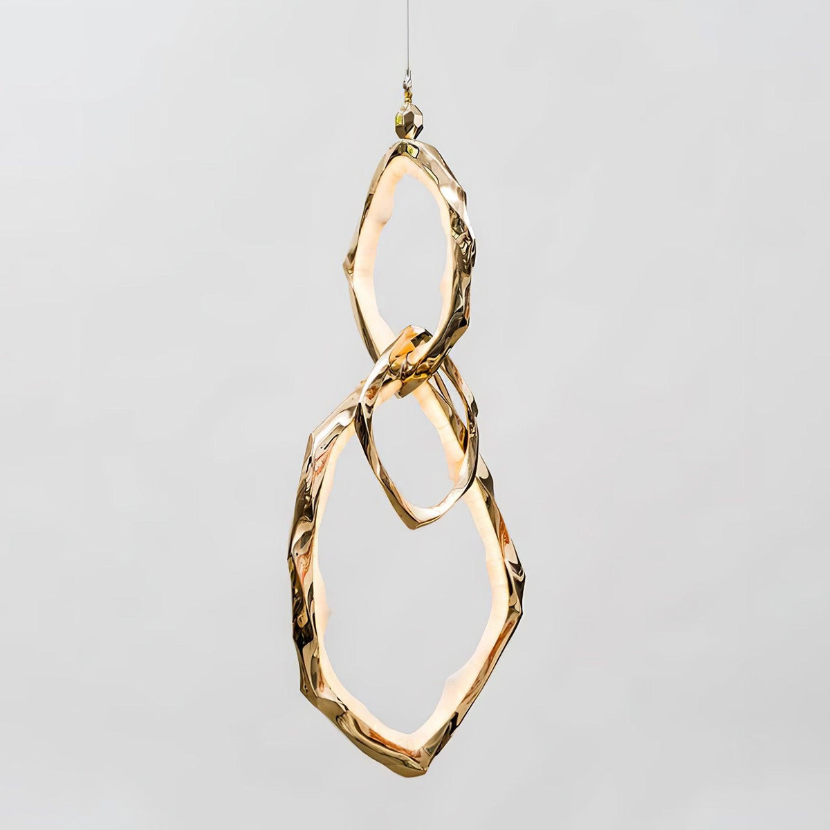 Cloud Rings Brass LED Chandelier, Modern Sculptural Pendant Light