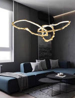 Cloud Rings Brass LED Chandelier, Modern Sculptural Pendant Light
