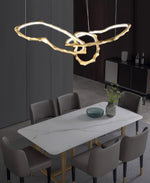 Cloud Rings Brass LED Chandelier, Modern Sculptural Pendant Light