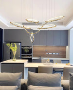 Cloud Rings Brass LED Chandelier, Modern Sculptural Pendant Light