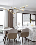 Cloud Rings Brass LED Chandelier, Modern Sculptural Pendant Light