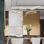 Cloud Rings Brass LED Chandelier, Modern Sculptural Pendant Light