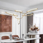 Cloud Rings Brass LED Chandelier, Modern Sculptural Pendant Light