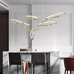 Cloud Rings Brass LED Chandelier, Modern Sculptural Pendant Light