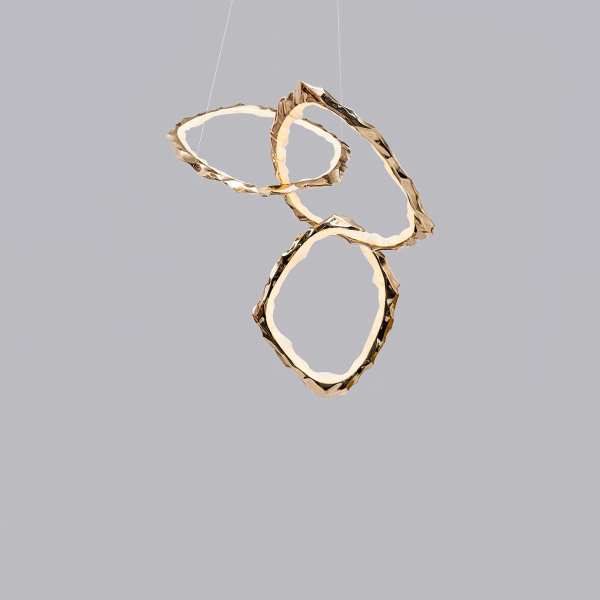 Cloud Rings Brass LED Chandelier, Modern Sculptural Pendant Light