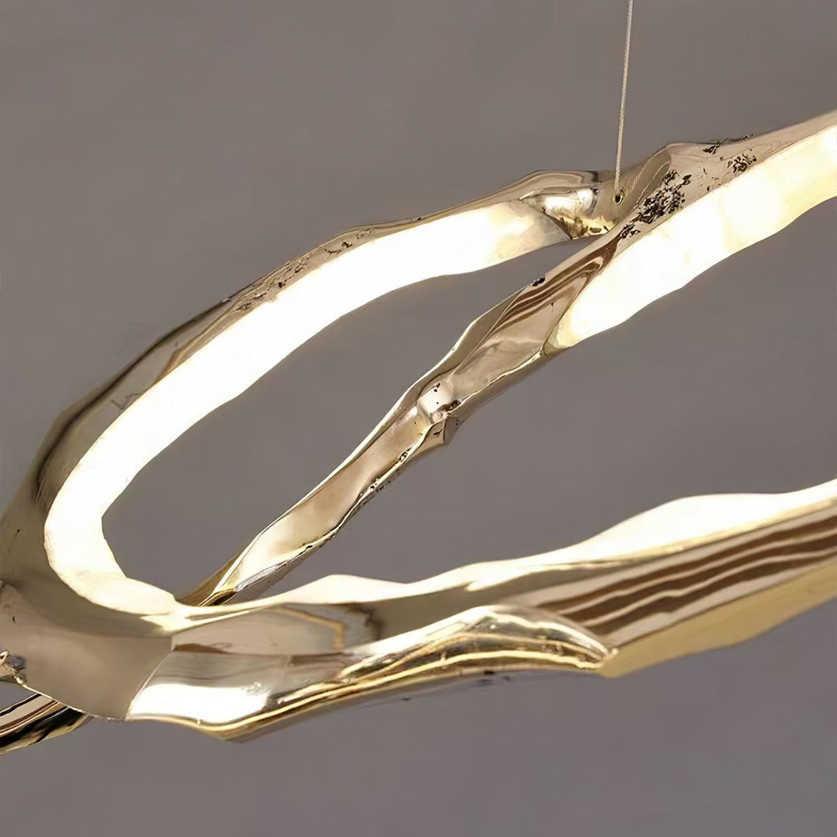 Cloud Rings Brass LED Chandelier, Modern Sculptural Pendant Light
