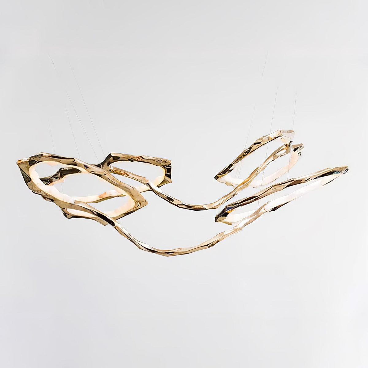 Cloud Rings Brass LED Chandelier, Modern Sculptural Pendant Light