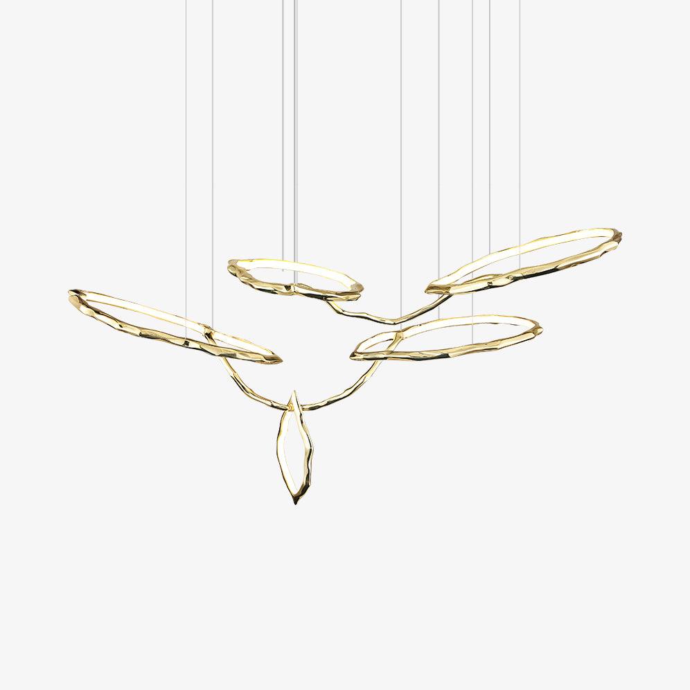 Cloud Rings Brass LED Chandelier, Modern Sculptural Pendant Light