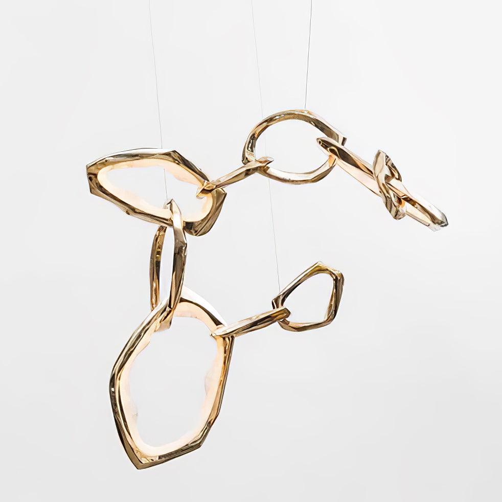 Cloud Rings Brass LED Chandelier, Modern Sculptural Pendant Light
