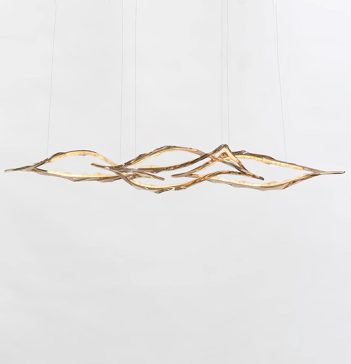 Cloud Rings Brass LED Chandelier, Modern Sculptural Pendant Light