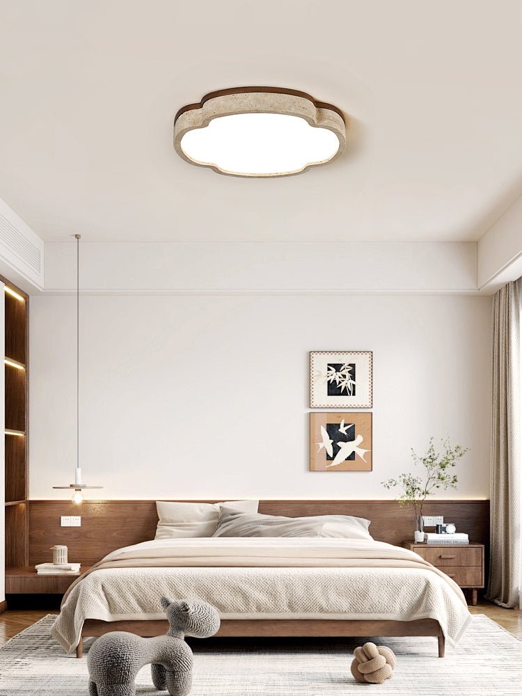Cloudform Travertine LED Ceiling Light | Modern Flush Mount for Bedroom & Living Room