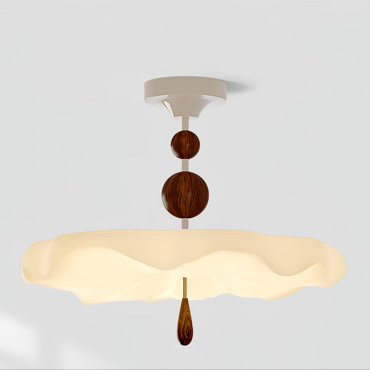 Cloudora Bloom Sculptural LED Ceiling Light in Walnut and White