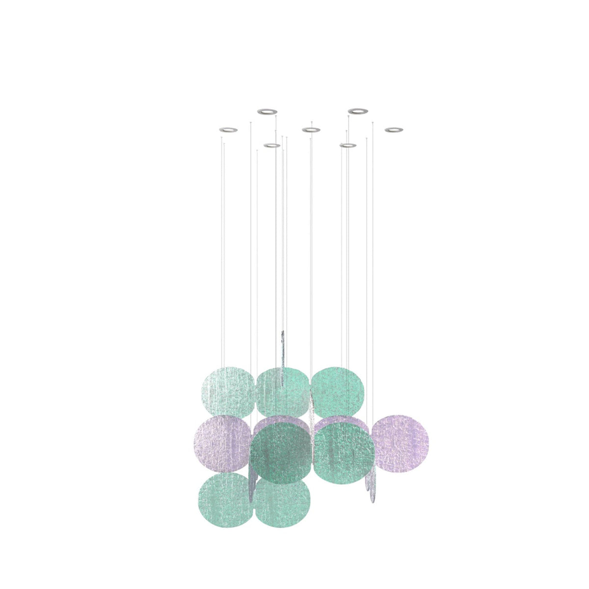 Iridescent Disc Chandelier with Cloud Glass Accents