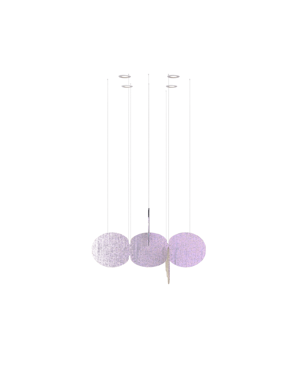 Iridescent Disc Chandelier with Cloud Glass Accents