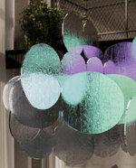 Iridescent Disc Chandelier with Cloud Glass Accents