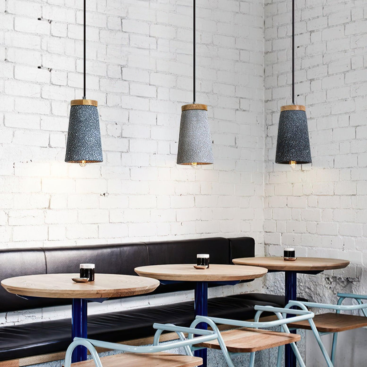 Coburg Pendant Light in Concrete and Wood – Minimalist Ceiling Lamp