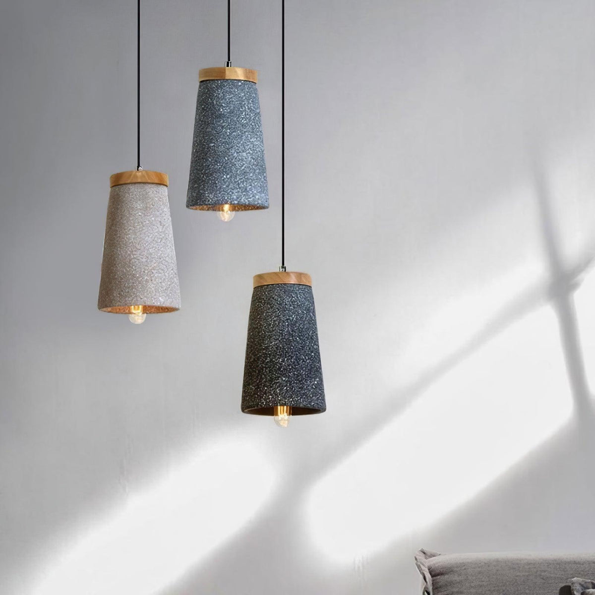 Coburg Pendant Light in Concrete and Wood – Minimalist Ceiling Lamp