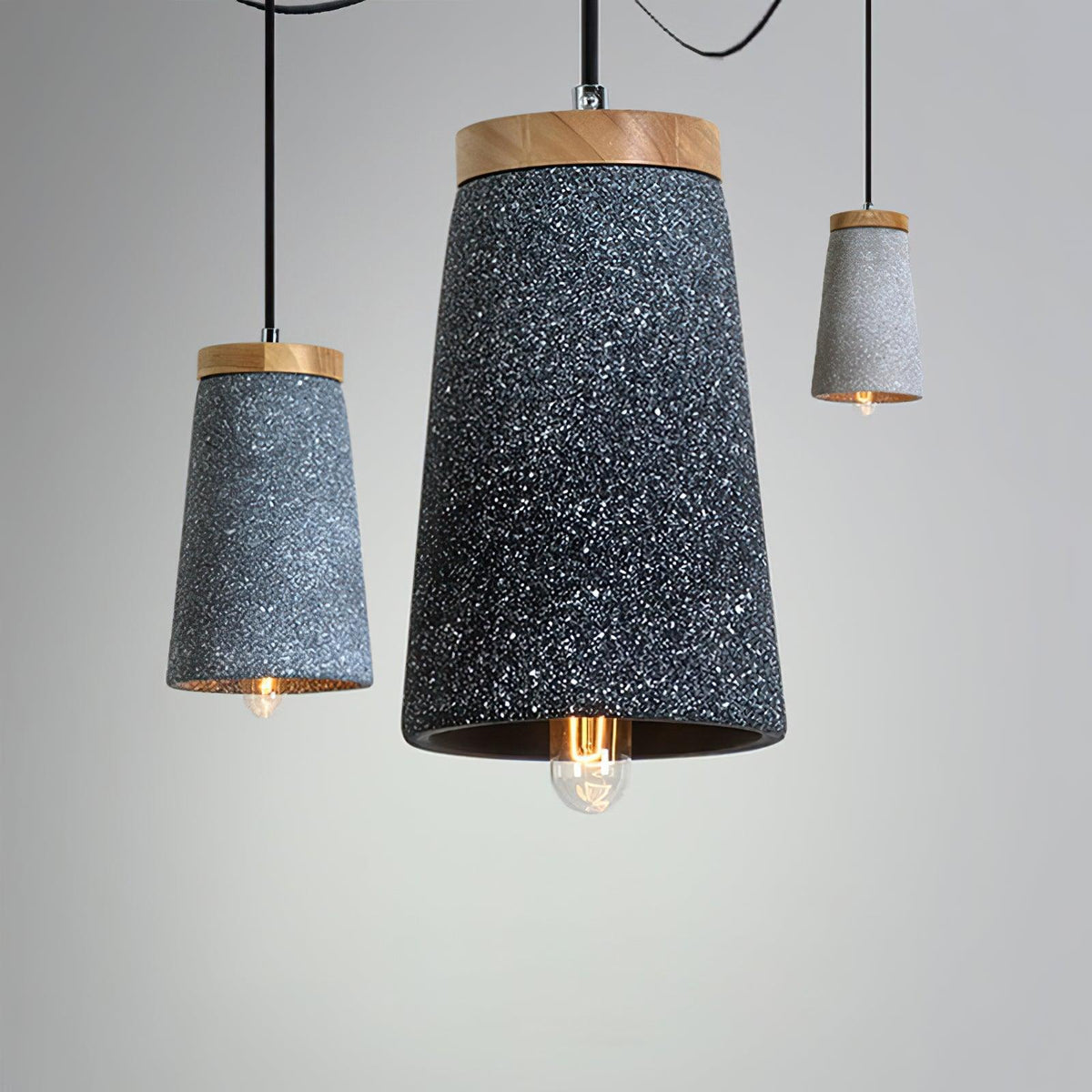 Coburg Pendant Light in Concrete and Wood – Minimalist Ceiling Lamp