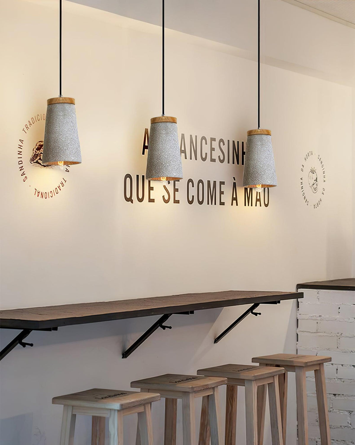 Coburg Pendant Light in Concrete and Wood – Minimalist Ceiling Lamp