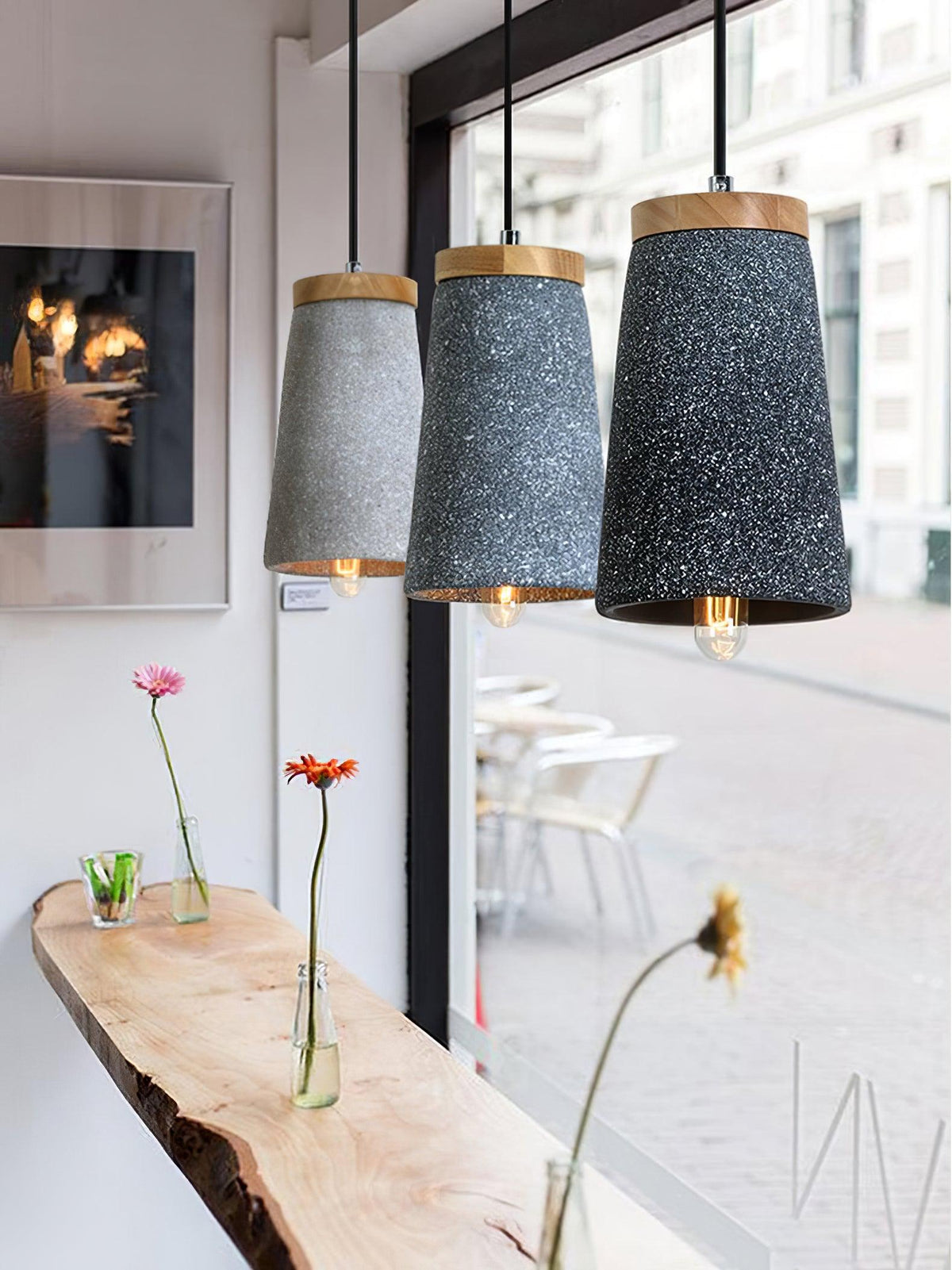 Coburg Pendant Light in Concrete and Wood – Minimalist Ceiling Lamp