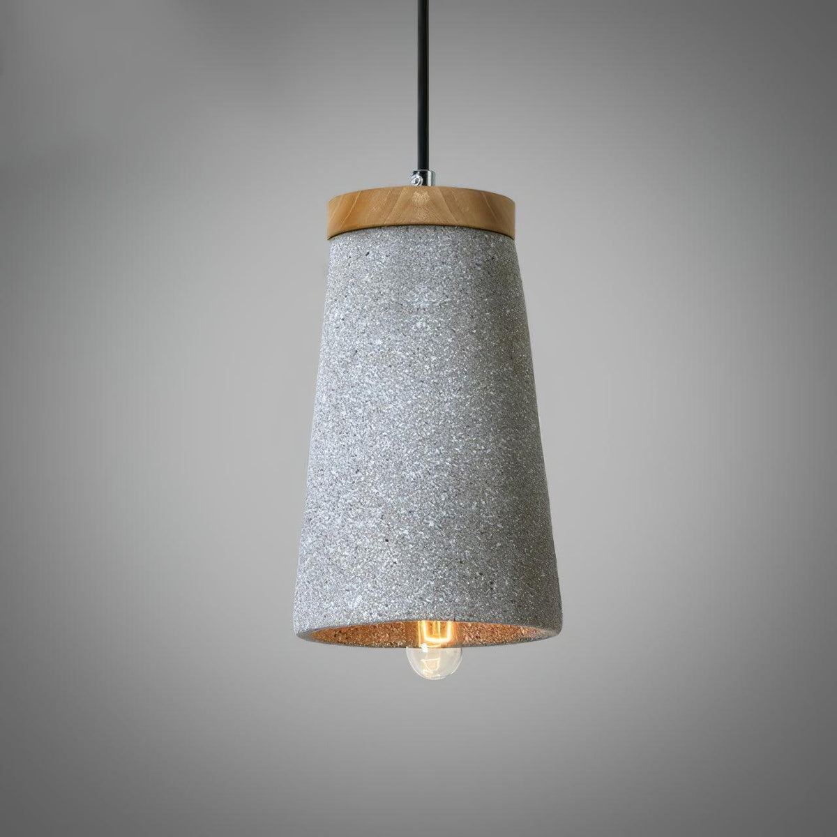 Coburg Pendant Light in Concrete and Wood – Minimalist Ceiling Lamp