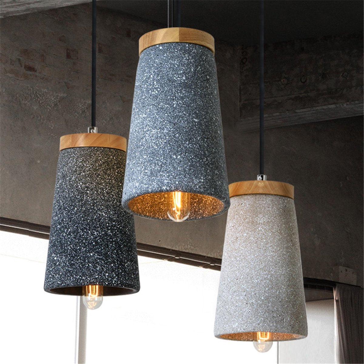 Coburg Pendant Light in Concrete and Wood – Minimalist Ceiling Lamp
