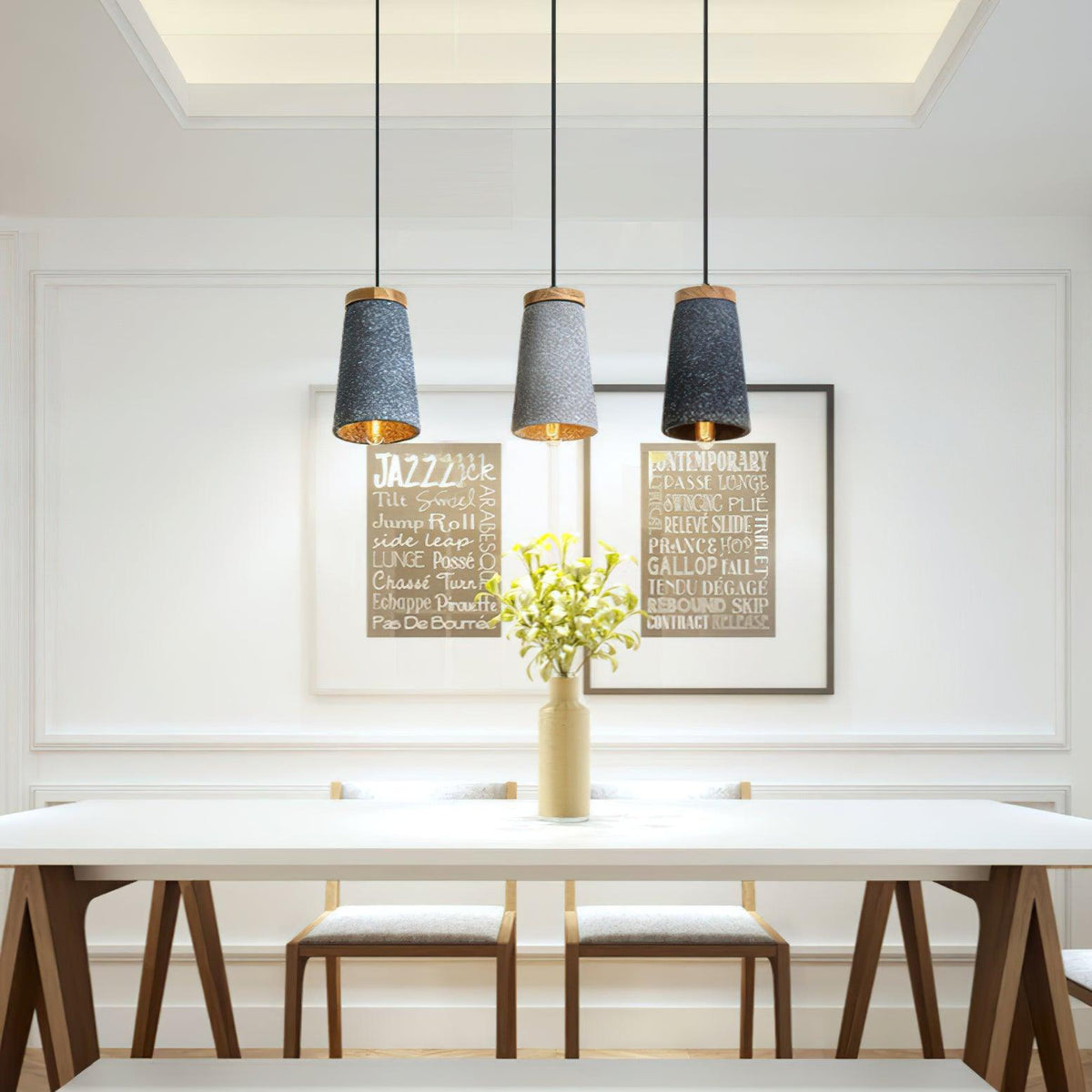 Coburg Pendant Light in Concrete and Wood – Minimalist Ceiling Lamp