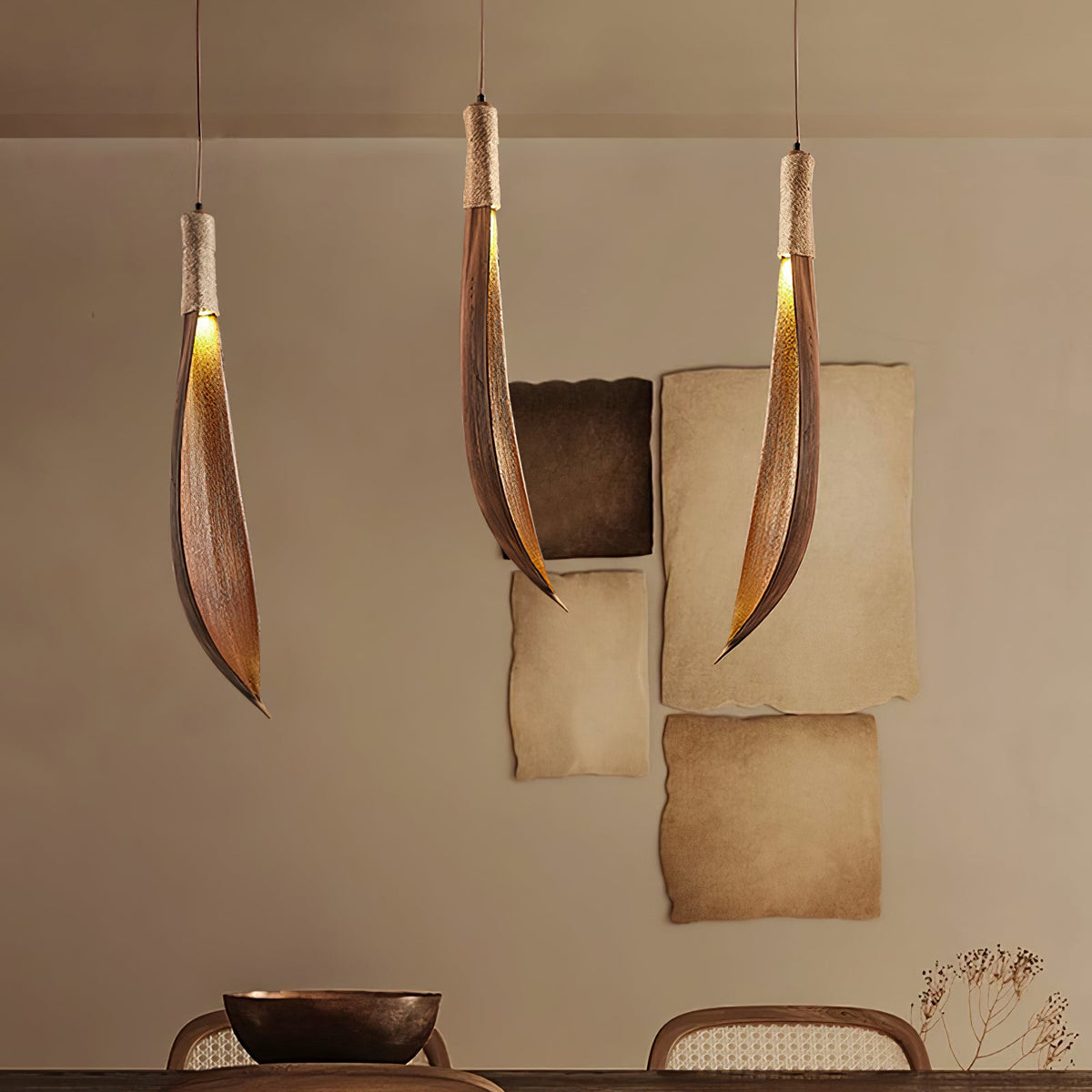 Cocoa Leaf Pendant Light – Natural Organic Hanging Lamp for Boho Interiors