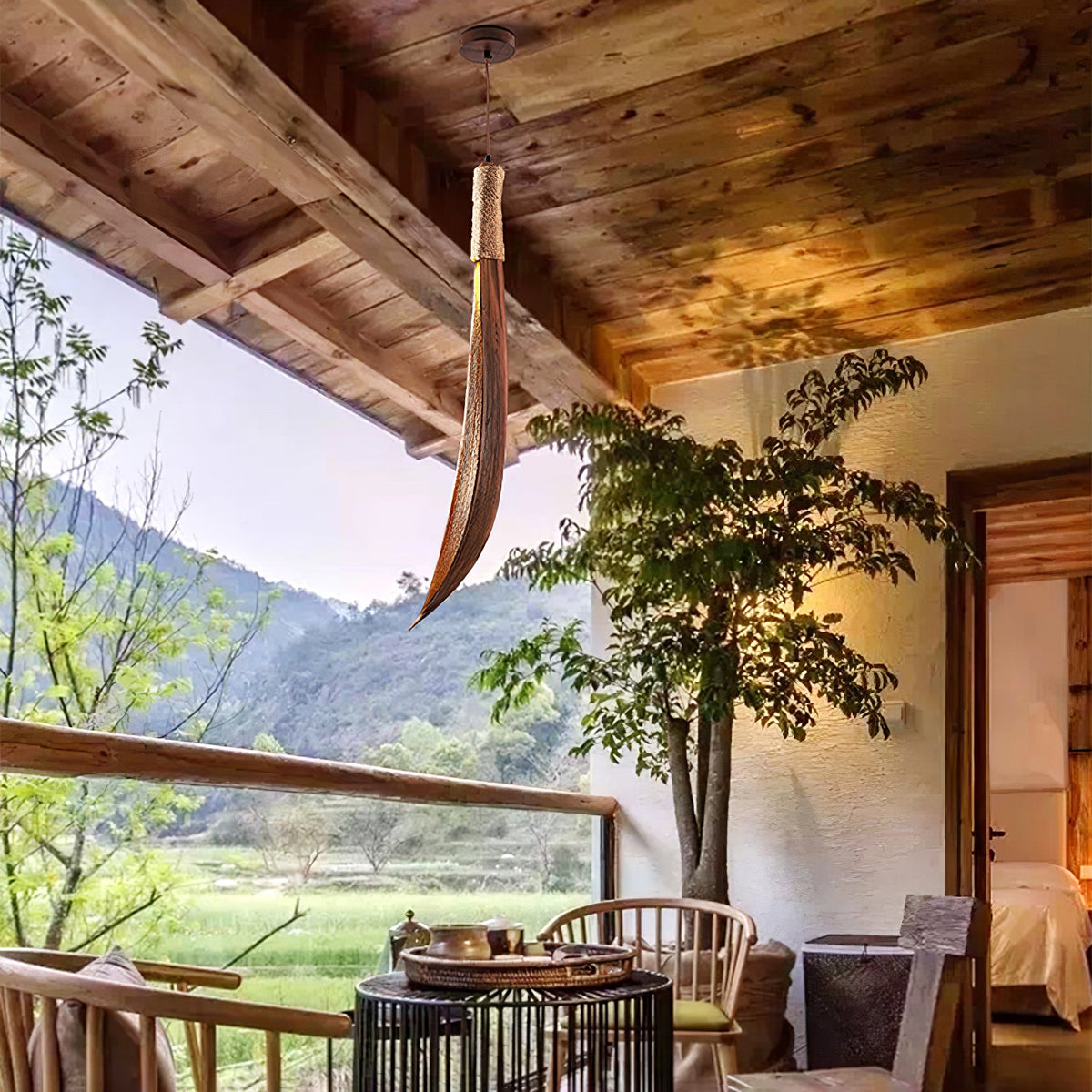 Cocoa Leaf Pendant Light – Natural Organic Hanging Lamp for Boho Interiors