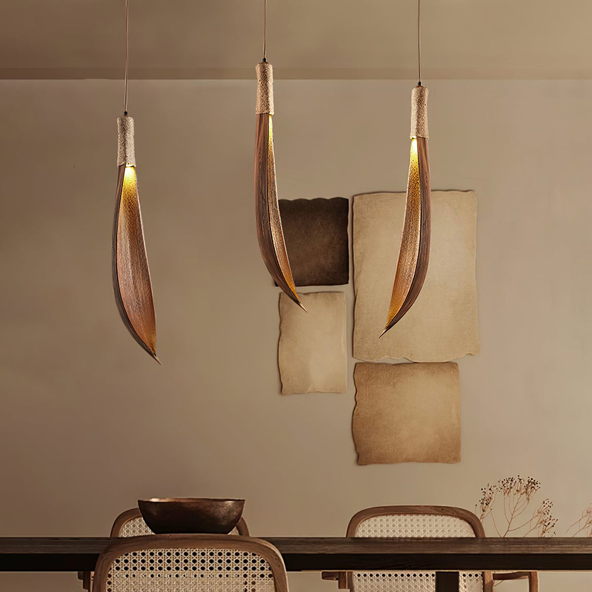 Cocoa Leaf Pendant Light – Natural Organic Hanging Lamp for Boho Interiors