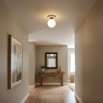 Cogstone Orb Ceiling Light in Travertine and Frosted Glass
