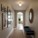 Cogstone Orb Ceiling Light in Travertine and Frosted Glass