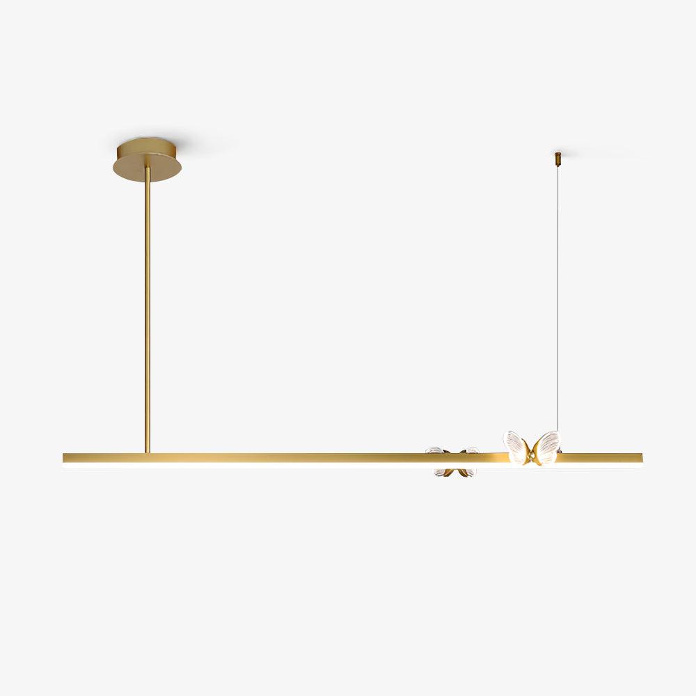 Cohen Butterfly Chandelier – Modern Gold LED Linear Pendant for Dining Room