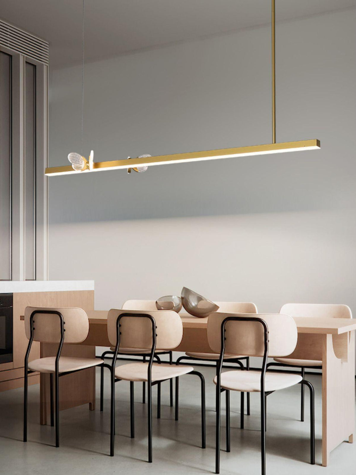 Cohen Butterfly Chandelier – Modern Gold LED Linear Pendant for Dining Room