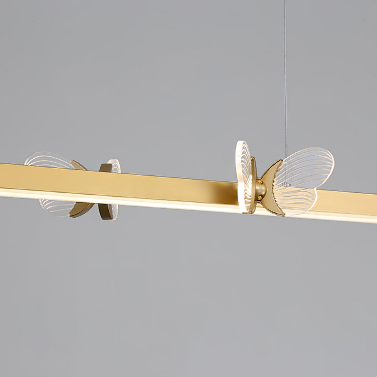 Cohen Butterfly Chandelier – Modern Gold LED Linear Pendant for Dining Room