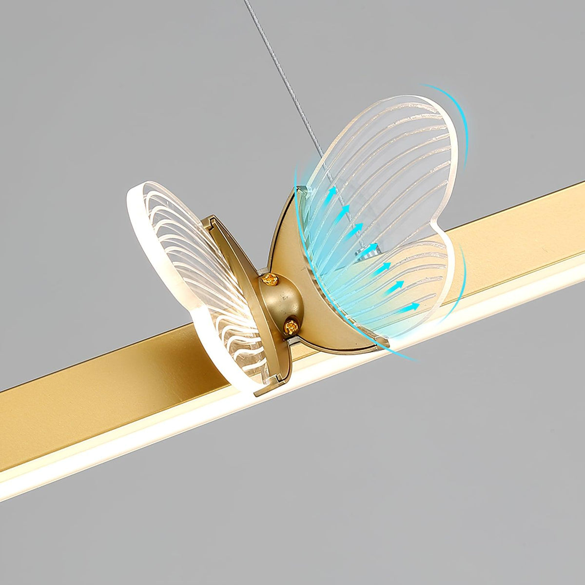Cohen Butterfly Chandelier – Modern Gold LED Linear Pendant for Dining Room