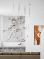 Modular Pendant Chandelier with Matte Lacquered Cables, 1-12 Lights