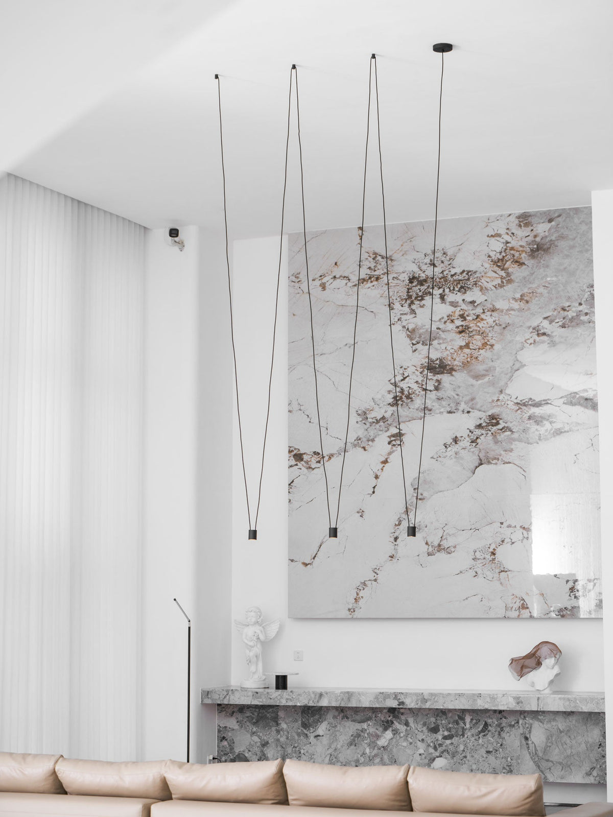 Modular Pendant Chandelier with Matte Lacquered Cables, 1-12 Lights