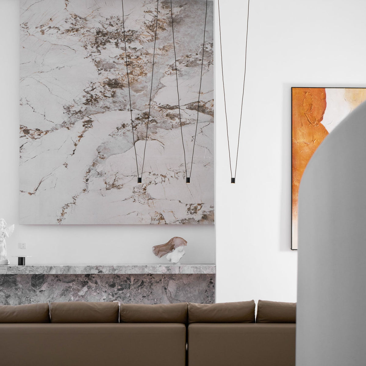 Modular Pendant Chandelier with Matte Lacquered Cables, 1-12 Lights