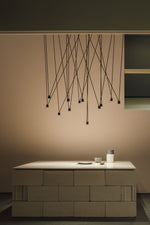 Modular Pendant Chandelier with Matte Lacquered Cables, 1-12 Lights
