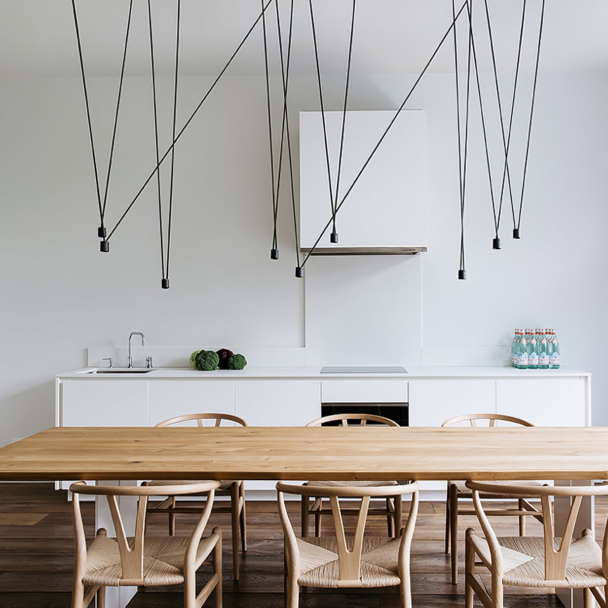 Modular Pendant Chandelier with Matte Lacquered Cables, 1-12 Lights