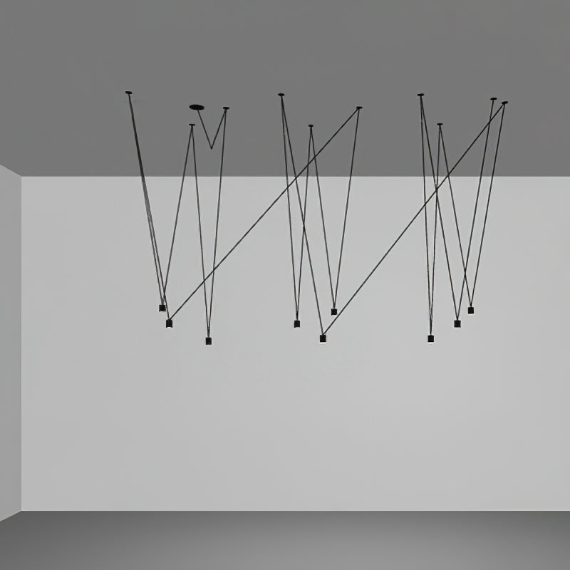 Modular Pendant Chandelier with Matte Lacquered Cables, 1-12 Lights