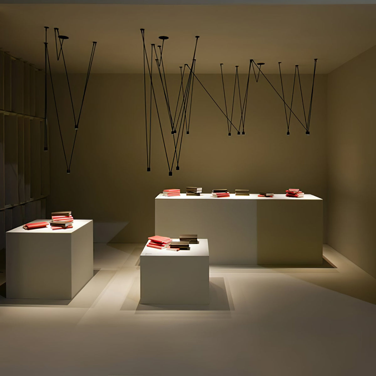 Modular Pendant Chandelier with Matte Lacquered Cables, 1-12 Lights