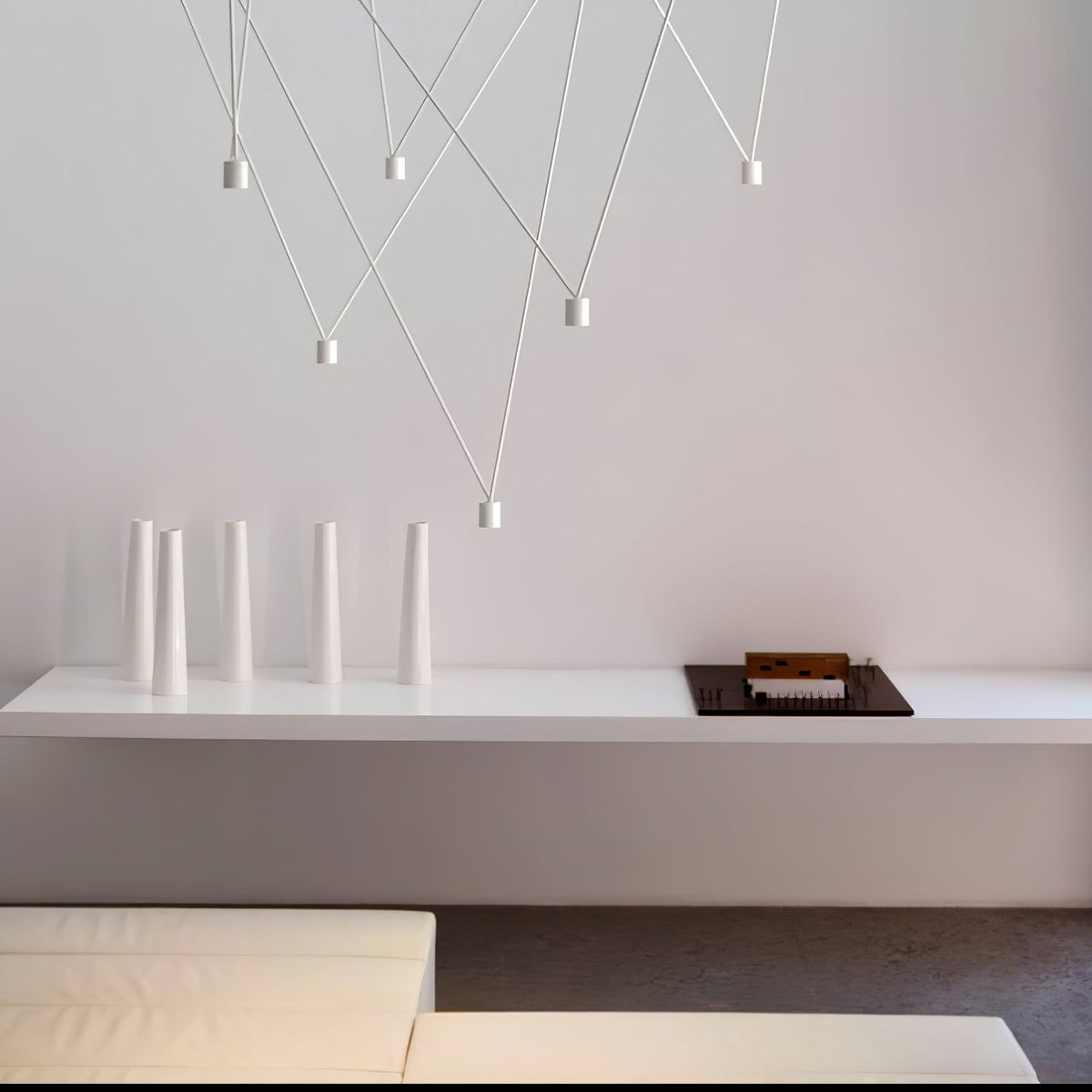 Modular Pendant Chandelier with Matte Lacquered Cables, 1-12 Lights